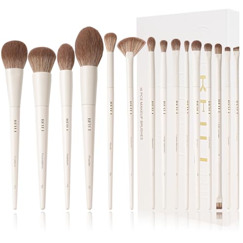 15-Piece Makeup Brush Set with Synthetic Bristles for Face & Eyes