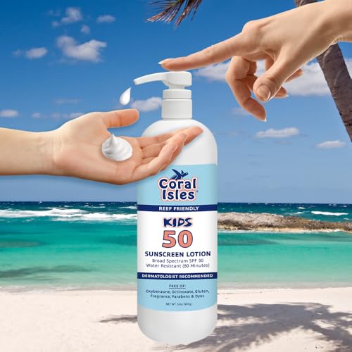 Rocky Mountain Sunscreen | SPF 50 Lotion for Kids Broad Spectrum UVA/UVB Protection | Hawaii 104 Act Compliant (Oxybenzone & Octinoxate Free) | Water Resistant 80 Min. |Quart With Pump (32 Fl Oz)