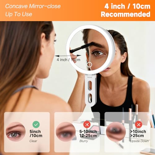 Portable Lighted Makeup Mirror with 10X Magnification & 3 Color Lights