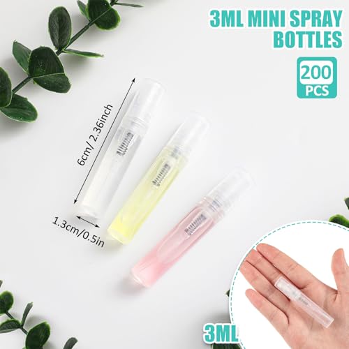 Mini Spray Bottles 3ml - 200 Pack Portable Refillable Atomizers