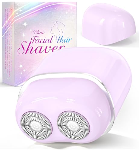 Purple Facial Hair Remover for Women - Painless Face Shaver with Dual Blades, Rechargeable & Portable