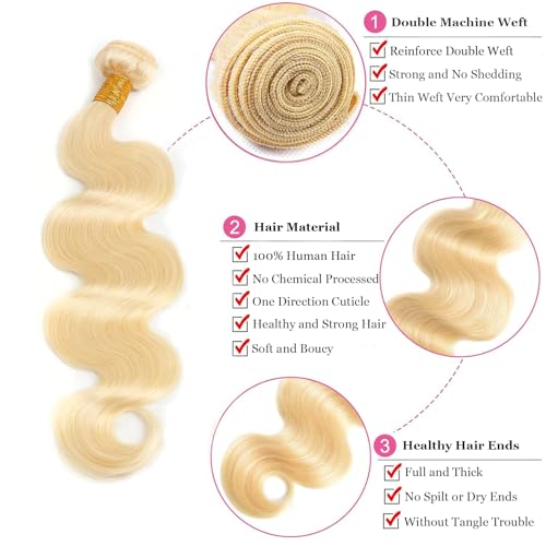 Blonde 20 Inch Human Hair Body Wave Bundles - Dyeable 613 Quick Weave Variation of THIS listing