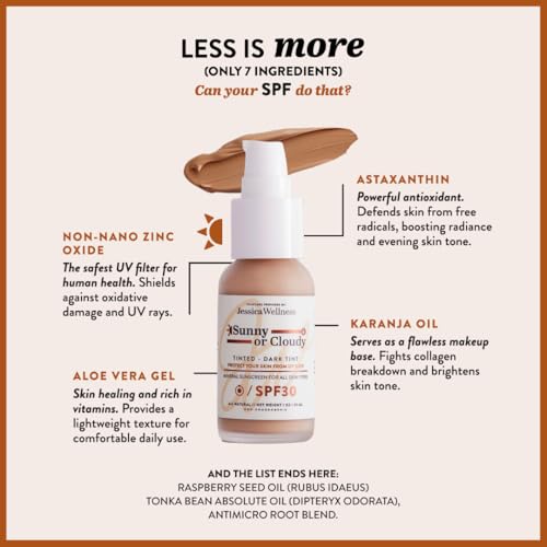 Sunny or Cloudy SPF 30 Mineral Sunscreen Spray - Non-Nano Zinc UVA/UVB Protection - Dark Variation