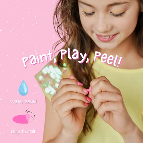 Kids Nail Polish Set with Glitter - 6 Non-Toxic Water-Based Peel-Off Colors