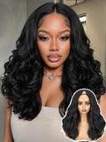 WIGER Black Yaki Curly V Part Synthetic Wig Layered U Part Half Hair Extension