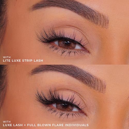 Lilly Lashes Individual Flares, Set of 32 Lash Clusters, 3x Eyelash Clusters Each for Easy Placement, Double Layer Lash Cluster for 3D Glam Look, All Eye Shapes, Eyelash Cluster Lash Glue not Included
