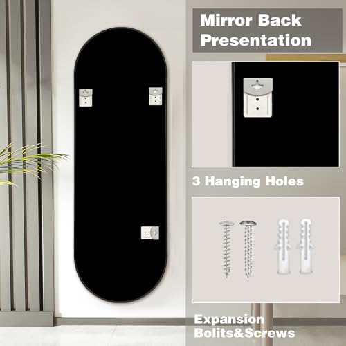 Niccy Oval Full Length Wall Mirror - Black, 48x16 Inches Variation of THIS listing