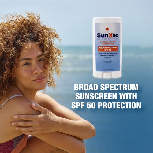 CoreTex Sun X 50 SPF Broad Spectrum Sunscreen Face Stick - 0.5oz Travel Size Stick of Paraben, Oxybenzone, Octinoxate, & Oil Free Sunscreen - No White Cast, Water Resistant Up to 80 Minutes