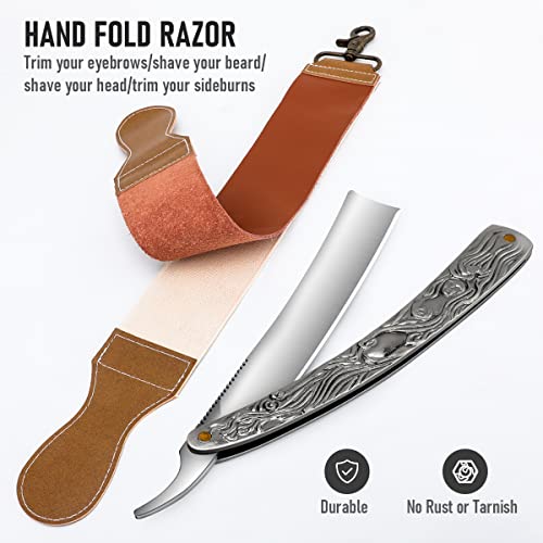 Professional Men's Straight Razor Set with Cowhide Leather Strop - Precision Shaving Kit