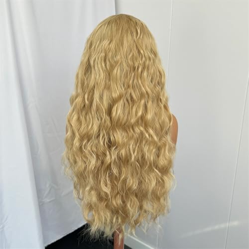 Ash Blonde Long Body Wave Lace Front Synthetic Wig 24 Inch for Women - Heat Resistant Fiber