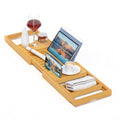 Luxury Bamboo Bathtub Caddy Tray with Book & Wine Holder - Waterproof Spa Accessory