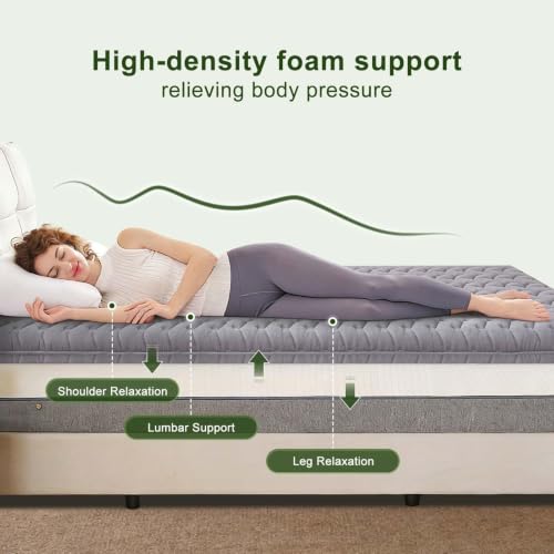 Queen Foam Mattress Topper - Thick Medium-Firm Support, Pressure Relief & Breathable Bed Pad