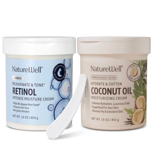 NATURE WELL Favorites Clinical Retinol & Coconut Oil Moistuizing Body Cream Bundle. Non-Greasy, Intense Hydration, Superfood for Your Skin, 16 Oz Each