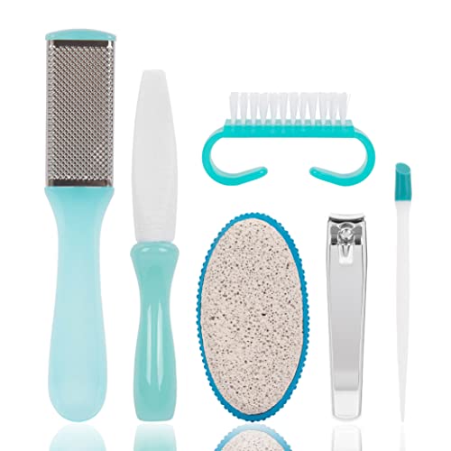 Trim for Your Feet, Pedicure Kit, Toenail Clipper, Cuticle Pusher, Pumice Stone, Callus Remover, Contour Toe File, Nail Brush & Storage Pouch, Salon Quality Foot Care Set, Grooming, 6 Piece Set
