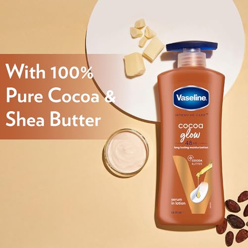 Vaseline Cocoa Glow Body Lotion 13.53 Fl Oz (400 ml) - Moisturizing & Fast Absorbing