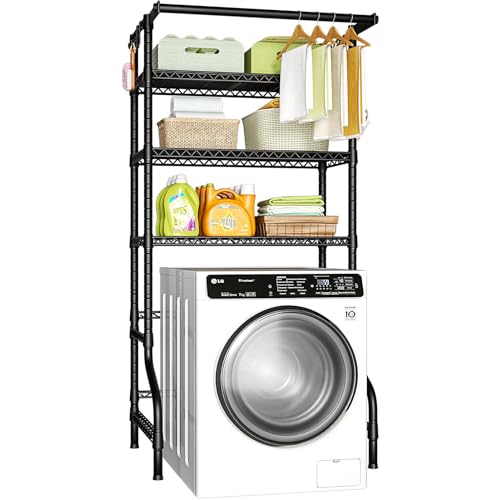 Ulif U11 Over Washer Dryer Shelf Organizer - Black, 3-Tier Standing Storage Rack