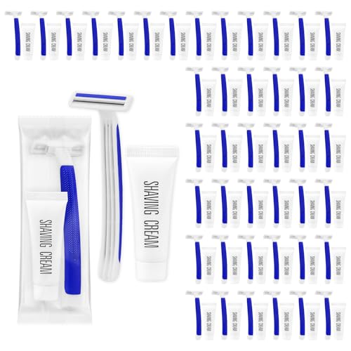 Disposable Razors in Bulk,razors individually wrapped bulk,Twin Blade Razors with Clear Safety Cap and Shaving Cream, Razors For Homeless, Hotel,Air Bnb,Shelter/Homeless/Travel (100PCS)