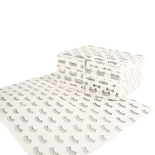 Disposable Lash Extension Bibs 125 Pack - White with Lash Print for Eyelash Artists
