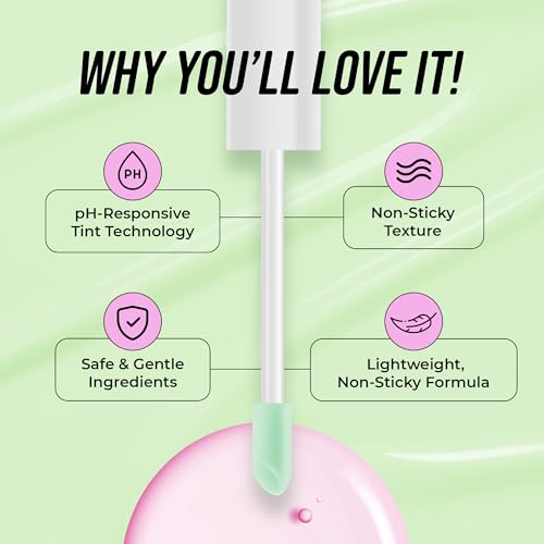 The Beauty Spy Yuli Color Changing Lip Oil | Hydrating Lip Gloss Korean | pH-Reactive Non Sticky Lip Gloss Formula With Argan Oil, Squalane, Shea Butter | Glass Shine Effect (Green Plum)