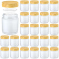 Norme 24 Pcs 4oz Glass Jars with Lids Empty Small Glass Containers and Inner Liners Reusable Cosmetic Jars Round Airtight Bottles with Plastic Woodgrain Lids(Frosted Style,Translucent)