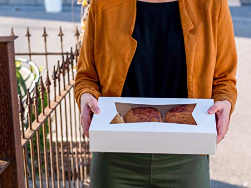 White Bakery Boxes with Tuck-in Lid 10x14x4 Inches, 100 Pack