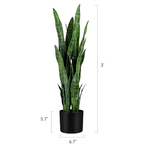 Green 2-Pack Artificial Snake Plants - Lifelike Indoor Faux Sansevieria