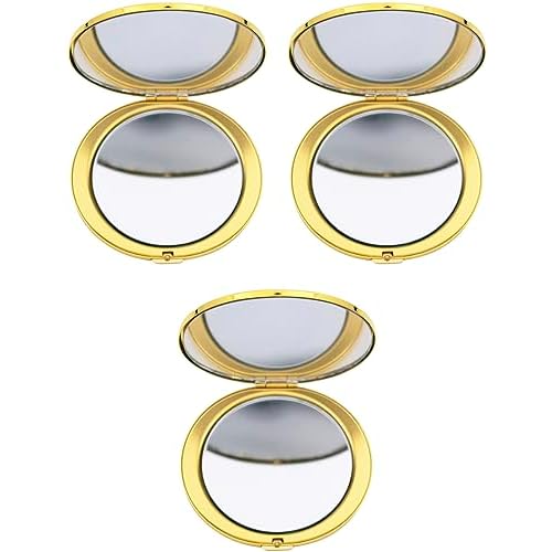 Stephanie Imports Set of 3 Double Sided Magnifying Compact Mirrors (Gold, Oval)