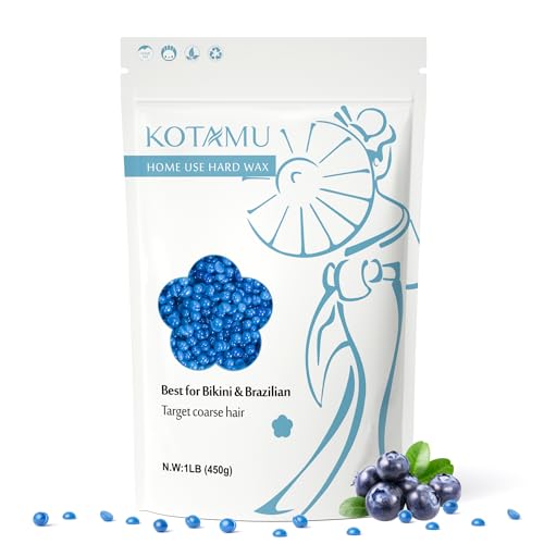 KOTAMU Waxing Kit Pink Digital for Women Men At-Home Hair Removal with 1LB Coarse Hair Formula Blue Wax Beads, Target at Bikini, Brazilian, Face, Underarms, Chest