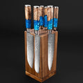 Rotating Magnetic Knife Block with Steak Knife Slots - Natural Acacia Wood, 360° Rotation