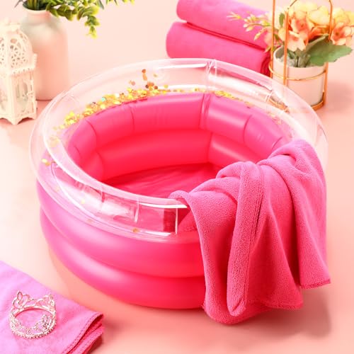 Inflatable Foot Spa Kit with Towels for Kids - Rose Red 12 Pieces