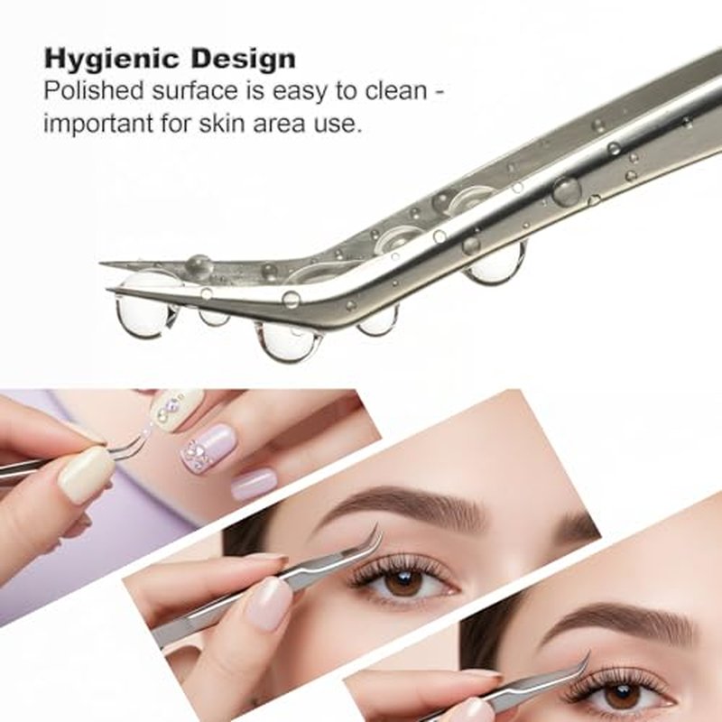 4in1 Precision Stainless Steel Tweezers For Eyelash Extensions, Hair Eyebrow Remove, Blackhead removal