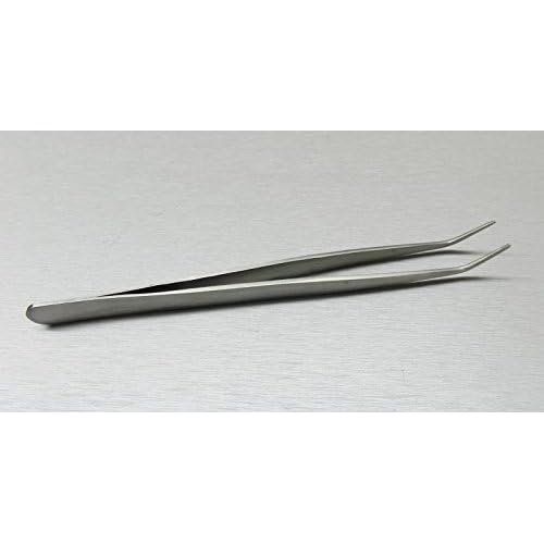 Tweezers Bent Tip Tweezer 45 Degree Bent Smooth Tips Jewelry Bead Hobby & Crafts 7" by JTS