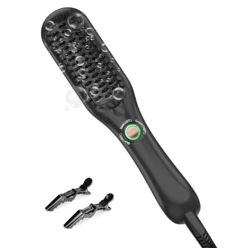 LANDOT Black Mini Ionic Ceramic Hair Straightener Brush - Travel Safe