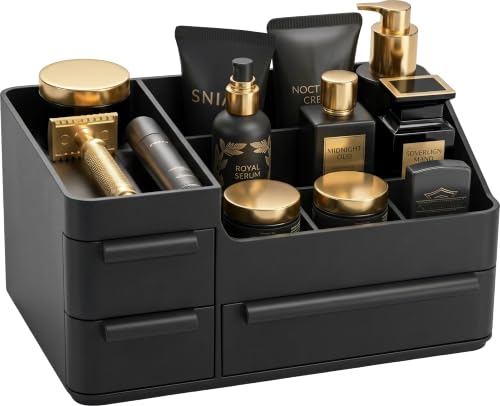 Bathroom Counter Organizer with Drawers and Slots for Skincare and Perfume – Modern, Waterproof, Space-Saving