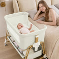 Suihuooo 4-in-1 Baby Bassinet with Mosquito Net - Cream White Portable Bedside Sleeper & Travel Cradle