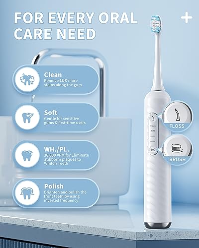 Duolosy White 2-in-1 Electric Toothbrush & Water Flosser Kit - Travel Friendly