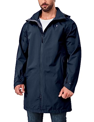 Men's Waterproof Long Rain Shell Jacket - Windbreaker, XX-Large Dark Blue