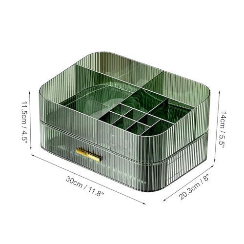 Large Capacity Makeup Organizer with Stackable Drawers and Compartments