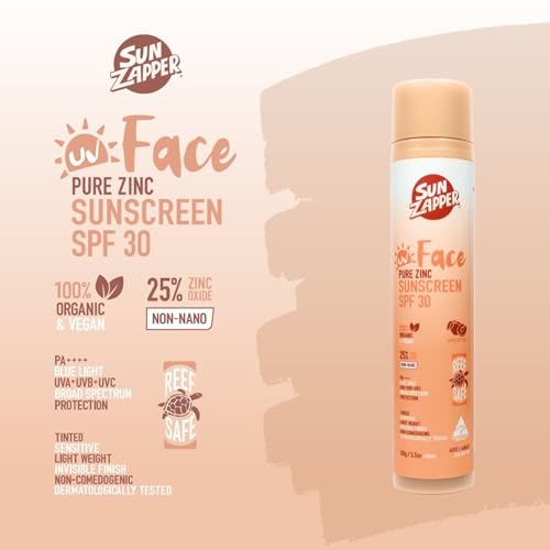 Sun Zapper SPF 30 Zinc Sunscreen Pump 100g - Organic, Reef Safe Face SPF