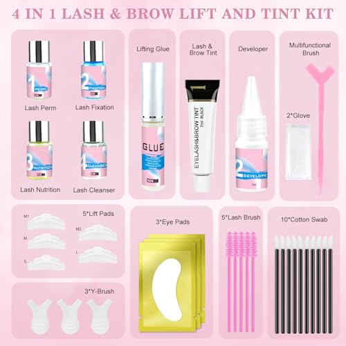 Lash Lift and Black Kit, Eyelash Perm and Black Kit, Professional Black Color Eyelash & Eyebrow Lift Set, Quick Lifting & Voluminous Coloring for Lash Lifting, Easy to Use & Lasting Curl at Home