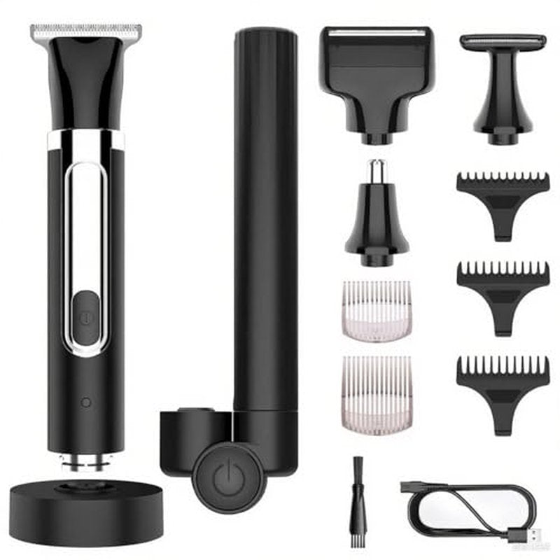Back Shaver for Men, 5-in-1 Electric Back Hair Removal Razor with Adjustable Extension Handle, Body Hair Trimmer Grooming Kit for Wet or Dry Shaving