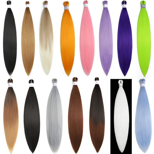 Pre-Stretched Braiding Hair 26 Inch - Natural Soft Yaki Texture - 8 Packs - Variation 1B-30-27#
