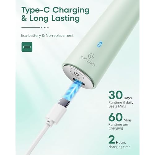 VG VOGCREST Nose Hair Trimmer for Women: Rechargeable 2 in 1 Ear Eyebrow Trimmer (Green)