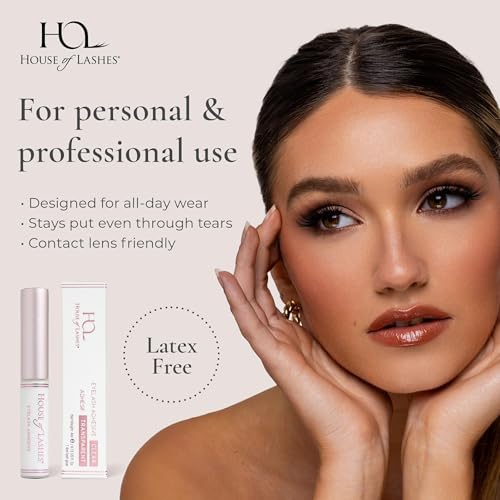 House of Lashes Latex-Free Eyelash Glue for Sensitive Eyes - Clear, Long-Lasting, Water-Resistant, 2 Pack