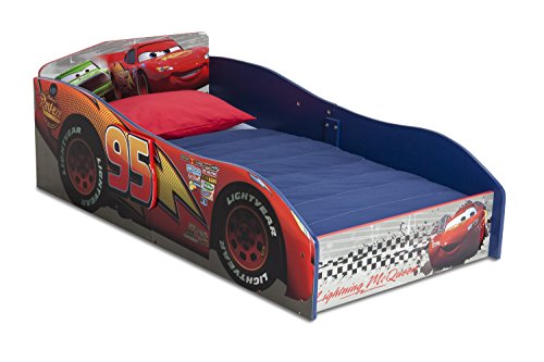 Disney Pixar Cars Wooden Toddler Bed - Lightning McQueen Race Car Design, Kids Bed for Transition, Delta Children