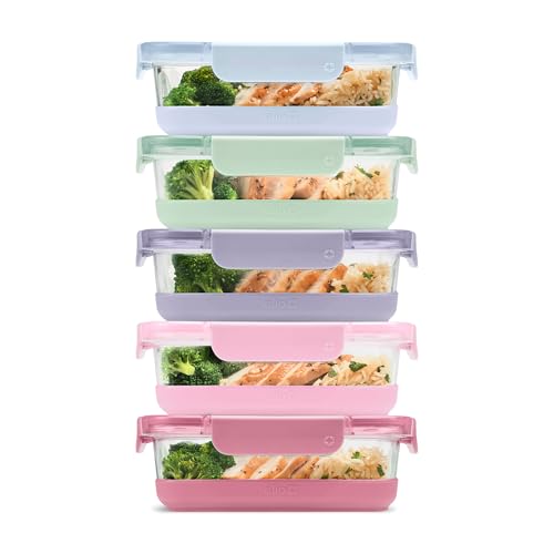 Ello Duraglass 10-Piece Meal Prep Containers Set - 3.4 Cup Glass Food Storage with Airtight Lids