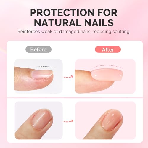 MelodySusie Builder Gel Nail Set for Nails Thickening,6 Colors 15ML Nude Base Colors Clear Rubber Base Gel Polish,Soak Off UV Extension Gel,Rhinestone Nail Glue in a Bottle Gift for Women