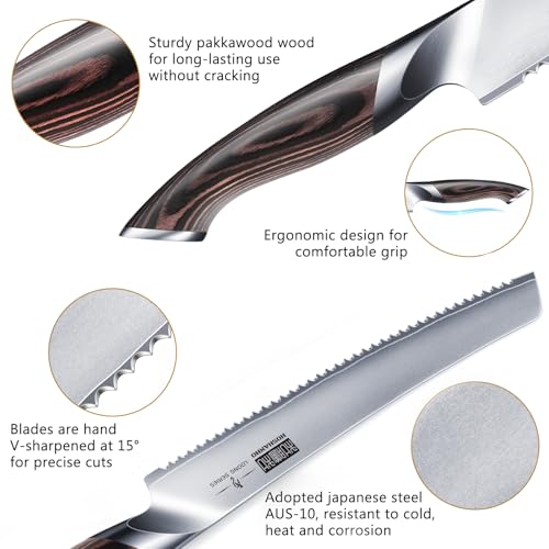 HOSHANHO 10 Inch Ultra Sharp Japanese Serrated Bread Knife - Professional Kitchen Tool