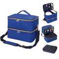 40 Slot Nail Polish Organizer Case - Double Layer Travel Storage Bag in Blue Variation of 40 Blue / 40 Slots