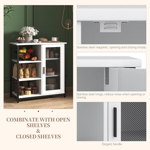 Pure White Coffee Bar Cabinet with Adjustable Shelves - 27.5" W